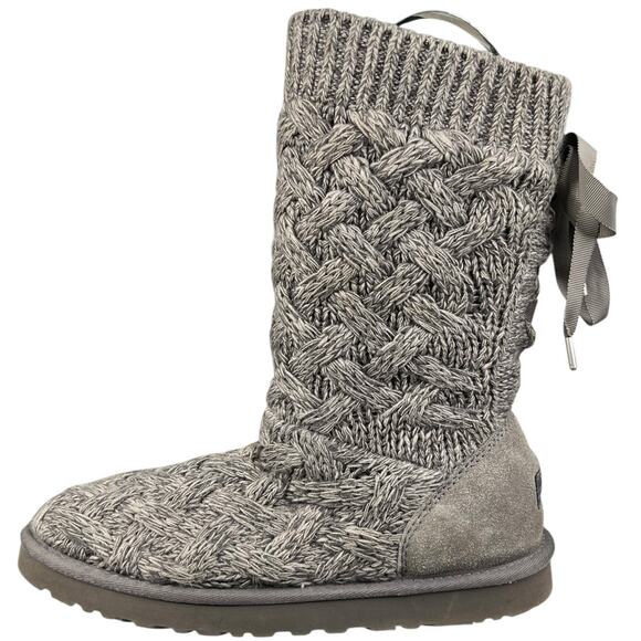 UGG Women’s Isle Grey Knit Pull On Winter Boot Size US 10 - Picture 3 of 11